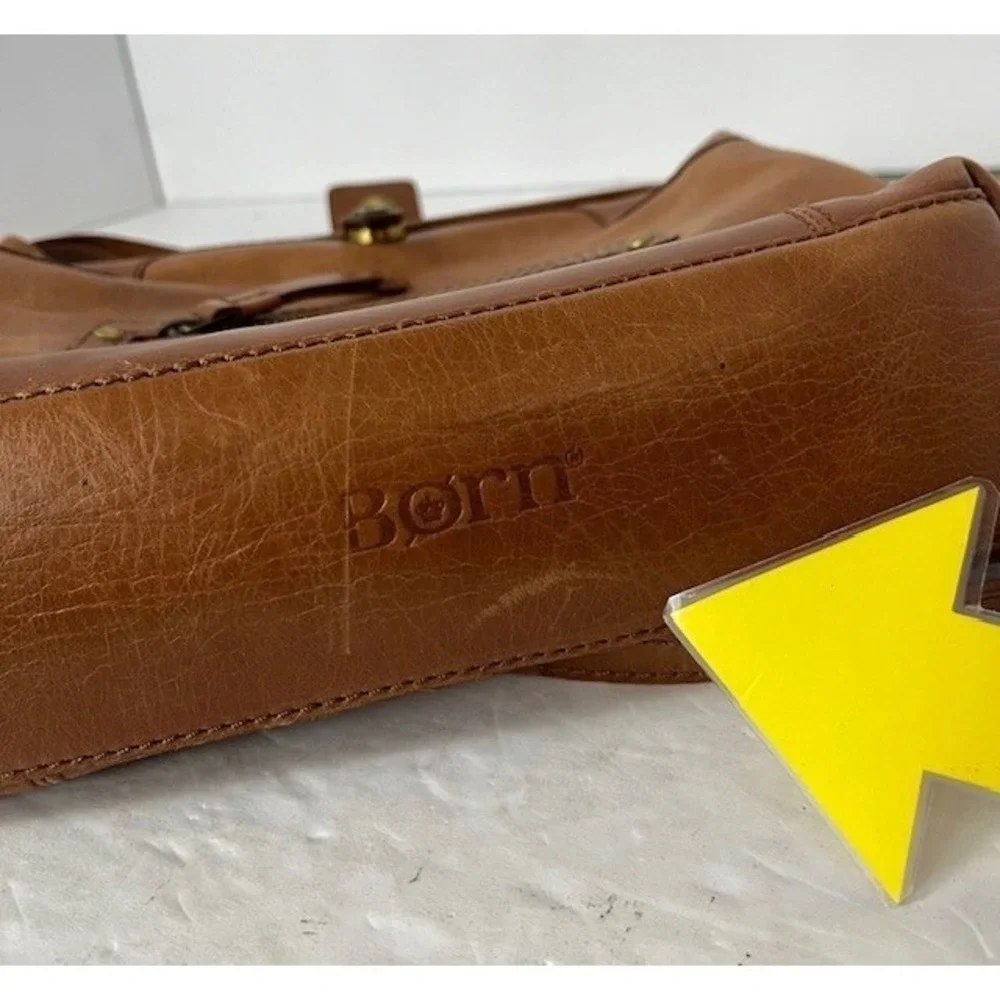 Born Concept Shoulder Bag Purse Brown Faux Leather Small Tote